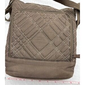 Thirty-One Gifts Brown Quilted Crossbody‎ Bag Adjustable Strap Zipper Pocket